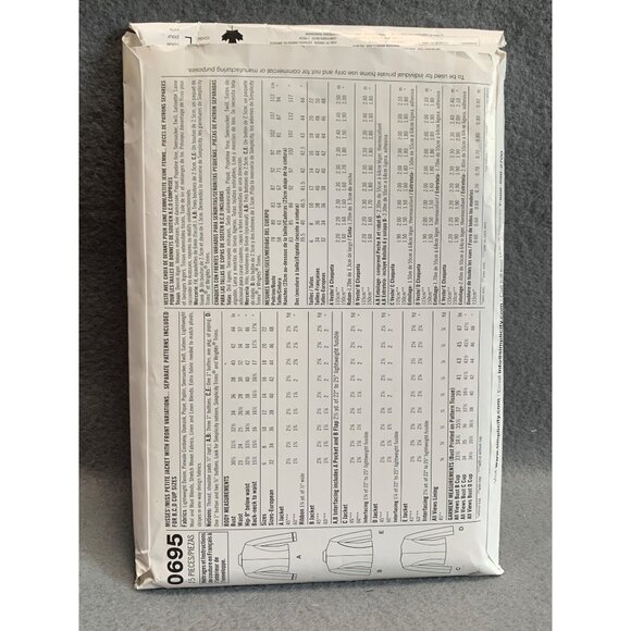 Simplicity Misses Coat Jacket Sewing Pattern sz 6-12 0695 - Picture 3 of 3